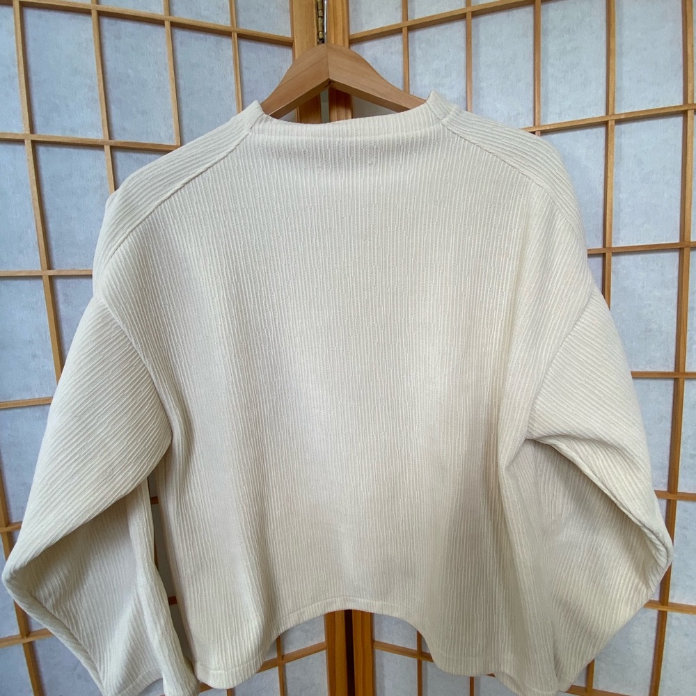 Madewell Cream Textured Mock Neck Shirt